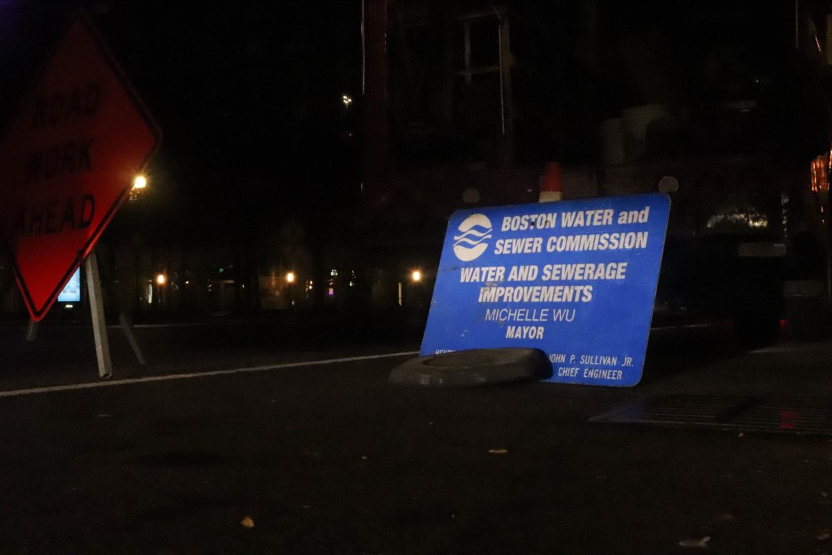 Construction for a water main replacement project expected to last until mid-November began along Boylston St. on Monday, Sept. 15, 2025. (Bryan Hecht / Beacon Staff)