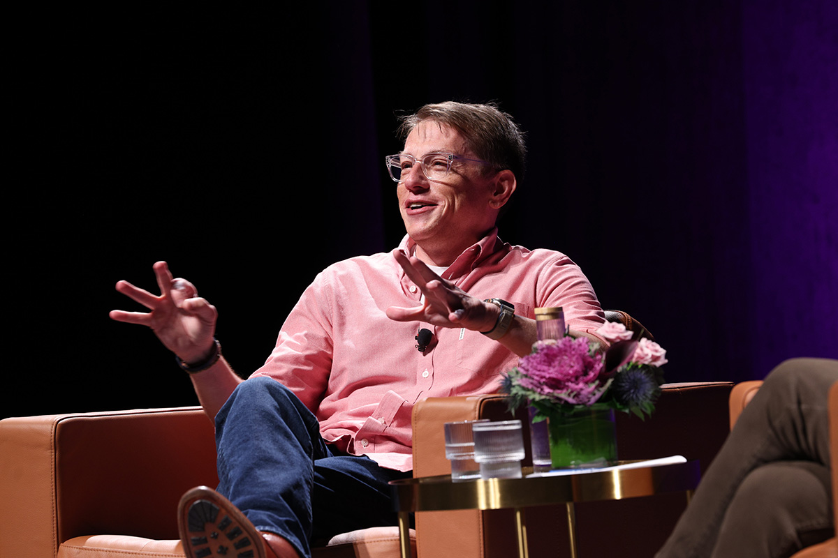Seth Grahame-Smith, class of ’98, talks post-graduation and the film industry at the Paramount Center on Thursday, Sept. 25, 2025. (Luis Gerardo Del Razo Tamayo for Emerson Today / Courtesy)