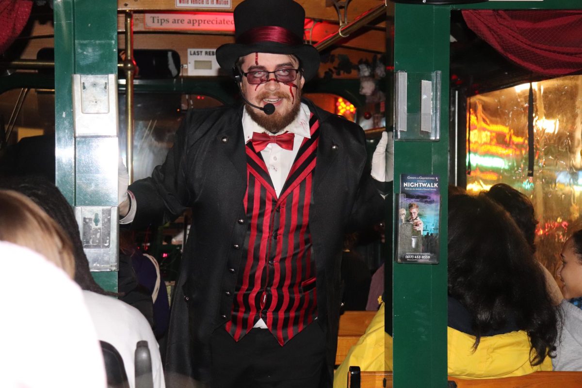 Arthur Preston leading the “Ghosts and Gravestones Tour” (Beacon Staff / Bryan Hecht)