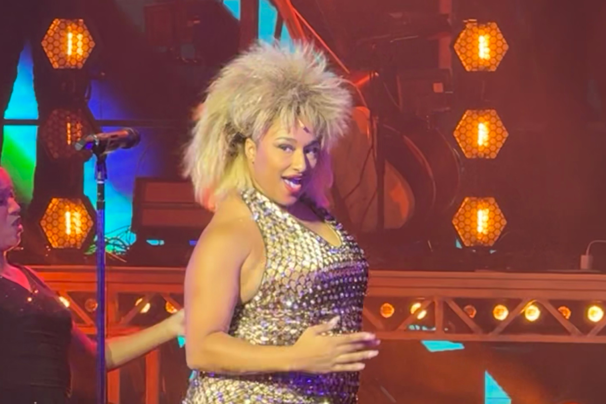 India Shelbi Boone performs as Tina Turner in the musical "Tina" at the Emerson Colonial Theater on Saturday, Oct. 24, 2025. (DJ Mara/Beacon Staff)