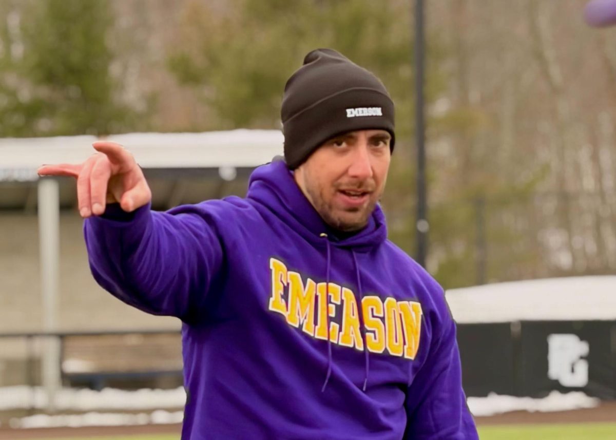 Emerson Baseball Head Coach Billy Uberti during practice on Wednesday, Feb. 18, 2026. (Cole Semel/ Beacon Staff)